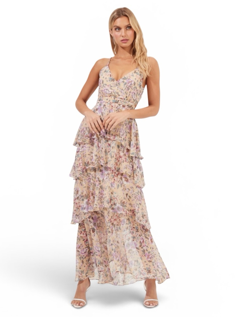 ASTR the Label Rosana Floral Tiered Ruffle Maxi Dress